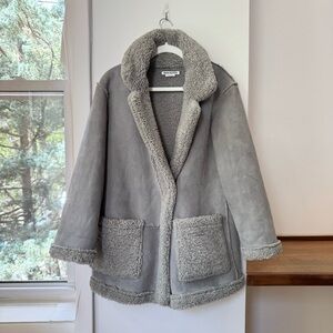 Reformation Barlow Suede Fleece Coat Grey